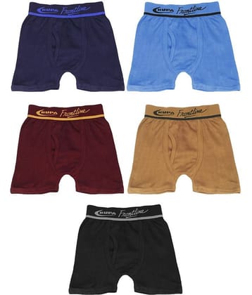 Rupa Frontline Hunk Cotton Multicolour Outer Elastic Drawers/Underwear for Kids/Boys - Pack of 5