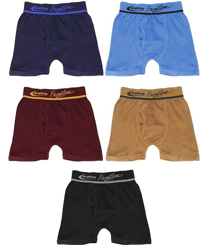 Rupa Frontline Hunk Cotton Multicolour Outer Elastic Drawers/Underwear for Kids/Boys - Pack of 5