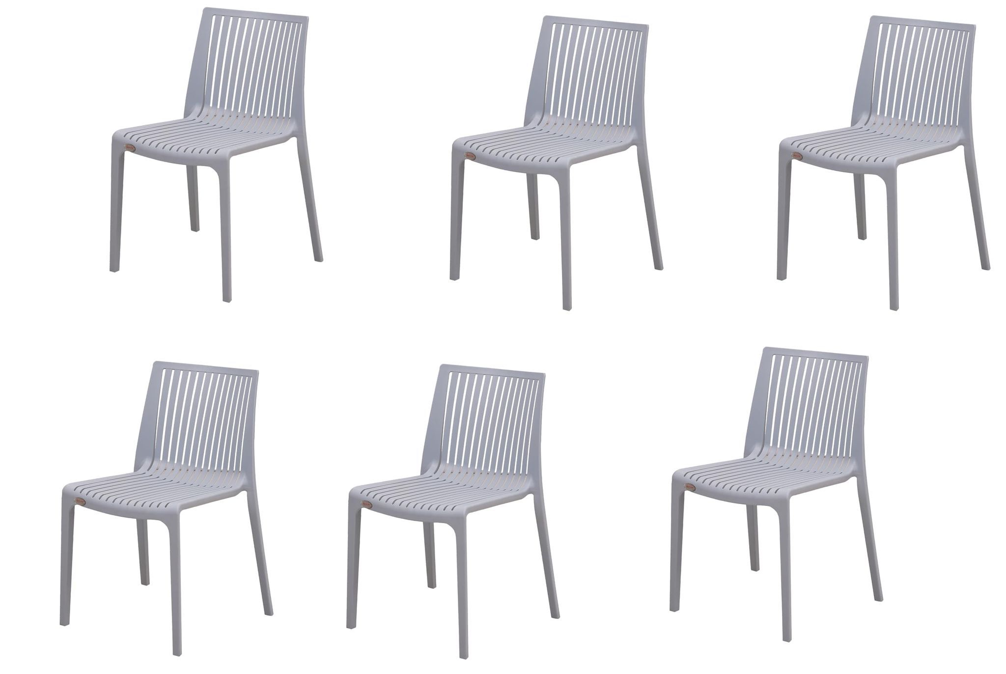 Supreme Furniture Oasis Plastic Without-Arm Chair Suitable for Home, Office, Garden, Living Room, Cafeteria, Restaurant, Hotel, Resort, Indoor & Outdoor(Set of 6, Sky-Grey)
