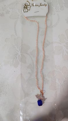 Exquisite Rose Gold Necklace with Blue Gemstone Pendant - Chic Jewelry for Women