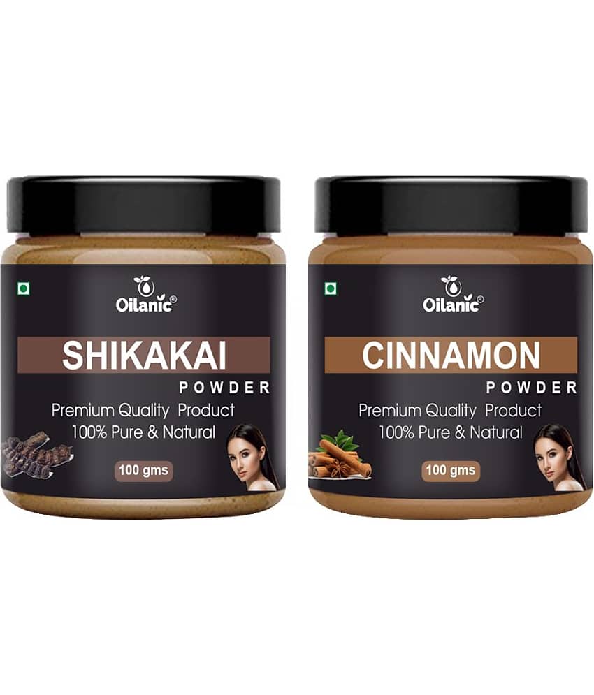 Oilanic 100% Pure Shikakai Powder & Cinnamon Powder For Skincare Hair Mask 200 g Pack of 2