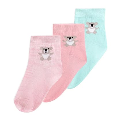 Baby Girl Rib Mid Calf Socks Set of 3- Unicorn-0-6 M / Multicolor