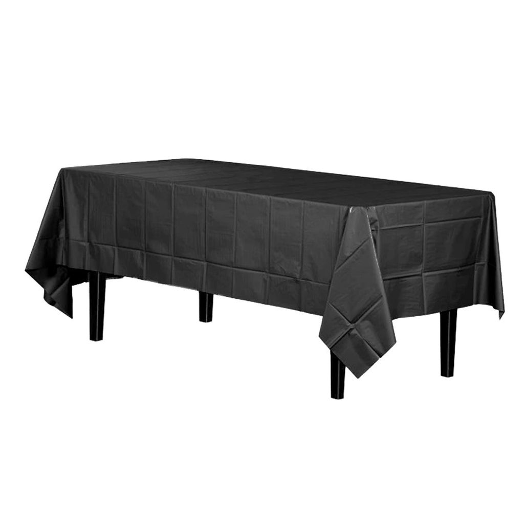 Black Vinyl Table Cover for Party Decor - 54X108 - 1PC - Party and Festive Needs | Buy online on ZillyBuy