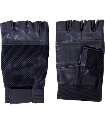 Body Maxx Leather Gym Gloves (Black)