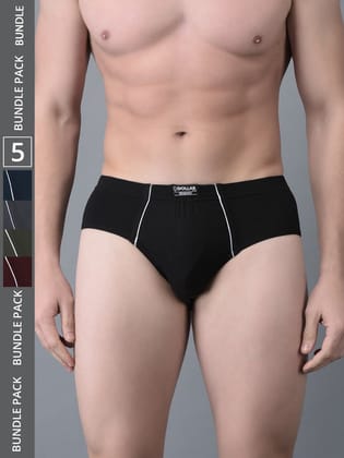 Men's Assorted Pack of 5 Combed Cotton Solid Brief With Anti-Microbial Odour Control