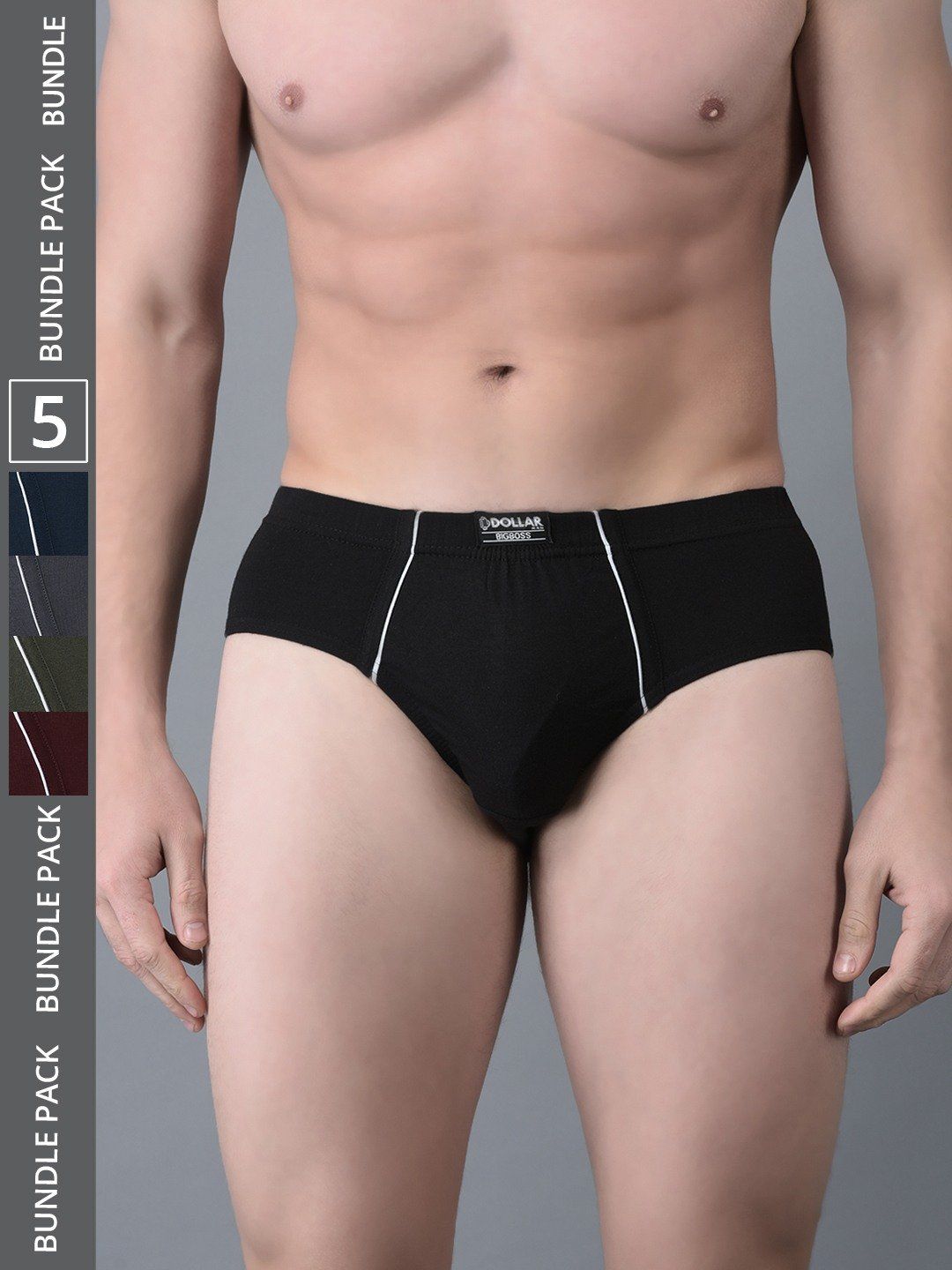 Men's Assorted Pack of 5 Combed Cotton Solid Brief With Anti-Microbial Odour Control