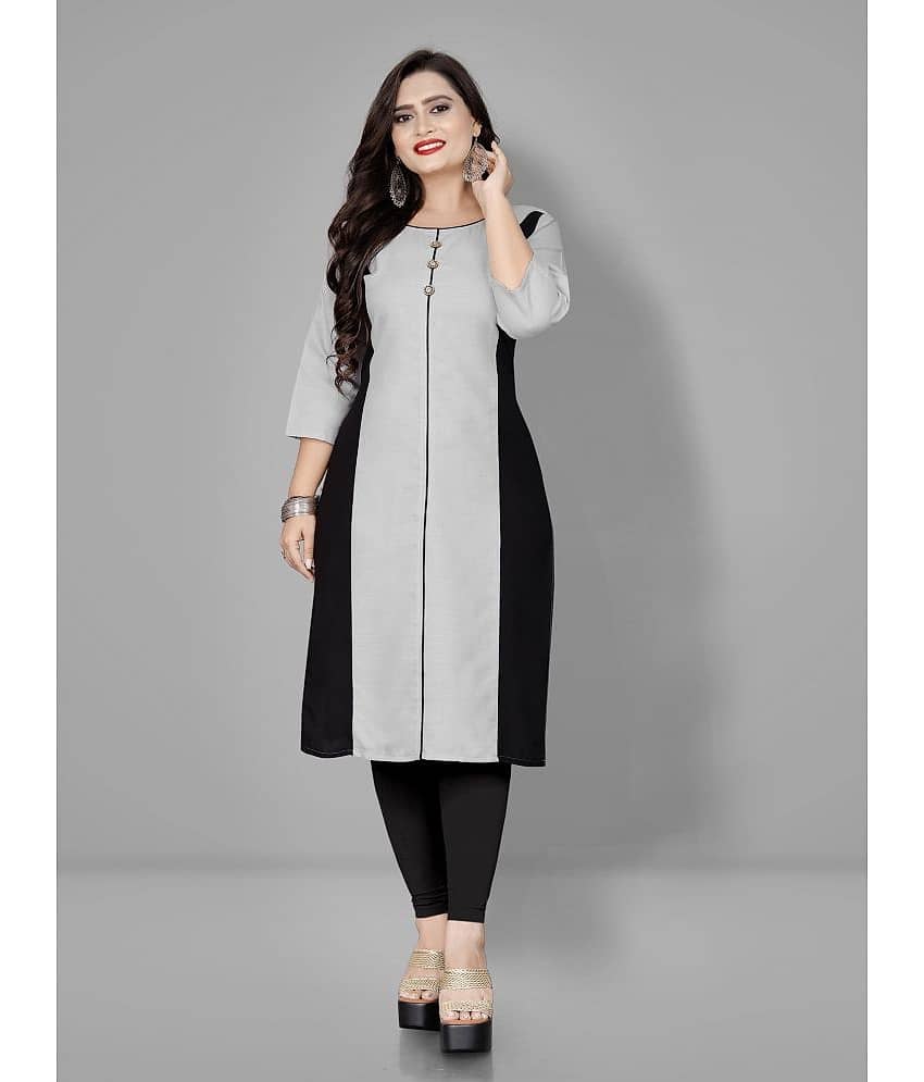 Lerkiza - Grey Cotton Blend Women's Straight Kurti ( Pack of 1 )