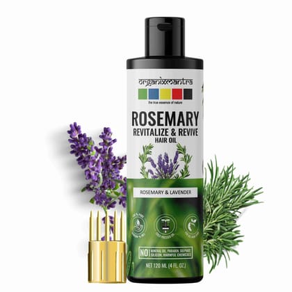 Organix Mantra Rosemary & Lavender Revitalize & Revive Hair Oil | Natural Growth Enhancer with Coconut, Olive, & Jojoba Oils | Enriched with Amla & Neem Extracts - 120ML Organix Mantra Rosemary & Lavender Revitalize & Revive Hair Oil | Natural Growth Enhancer with Coconut, Olive, & Jojoba Oils | Enriched with Amla & Neem Extracts - 120ML