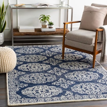 Hand-Tufted Granada Blue and Beige Wool Rug