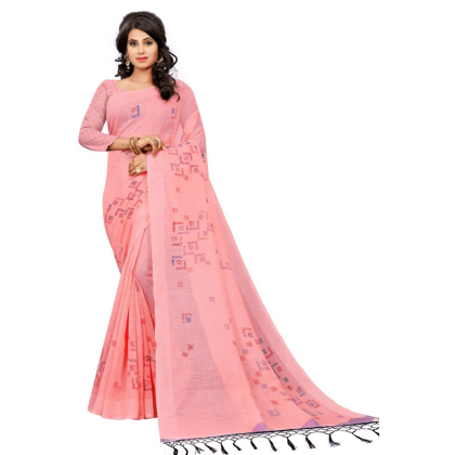 TheHangr Women's Simple Design Saree With Blouse Piece - Pink TheHangr Women's Simple Design Saree With Blouse Piece - Pink