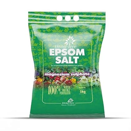 DIVINE TREE Epsom Salt for Plant - Water Soluble Organic Plant Fertilizer - Magnesium Sulphate Fertilizer for Plants and Home Garden Boost Growth, Improve Soil & Nourish Healthier Plants (5kg)