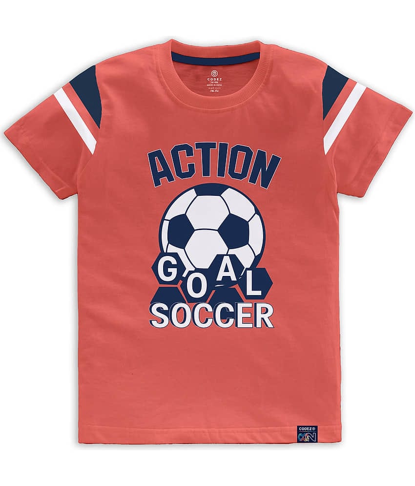 CODEZ Pack of 1 Boys Cotton Blend T-Shirt ( Orange )