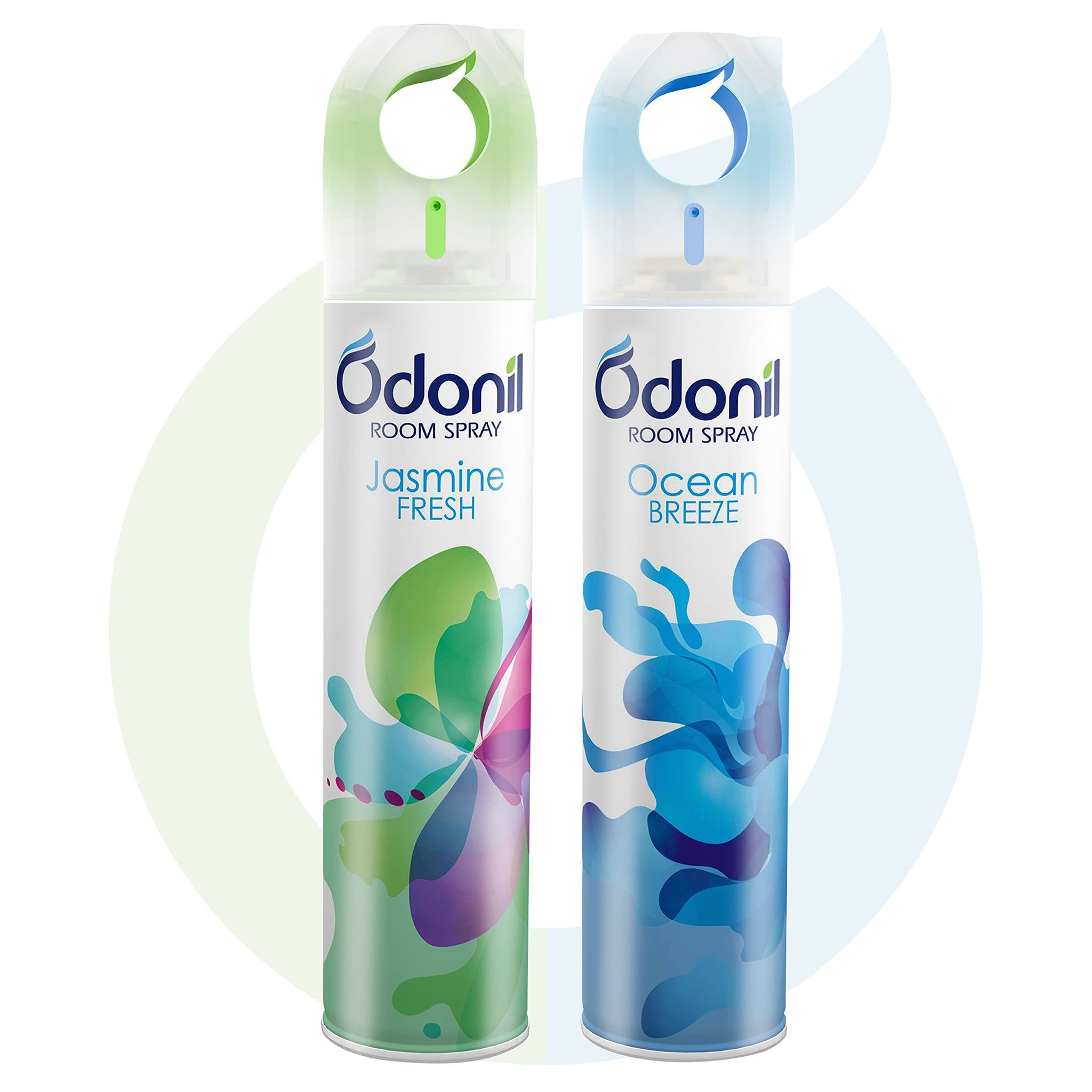 Odonil Air Freshener Room Spray - 440 ml Combo (Pack of 2, 220ml each) | Jasmine Fresh & Ocean Breeze | Nature Inspired Fragrance for Home & Office | Long Lasting Fragrance | Instant Freshness