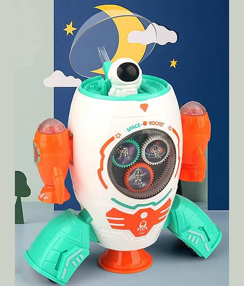 RAINBOW RIDERS  Musical Toy for Kids Space Rocket Dancing Robot | Lights & Music | Amazing Sound | Moving Gears | 360 Degree Rotation Toys for Boys & Girls  Age 2, 3, 4, 5, 6, 7, 8 Plastic Multicolour Musical Battery Operated Toy