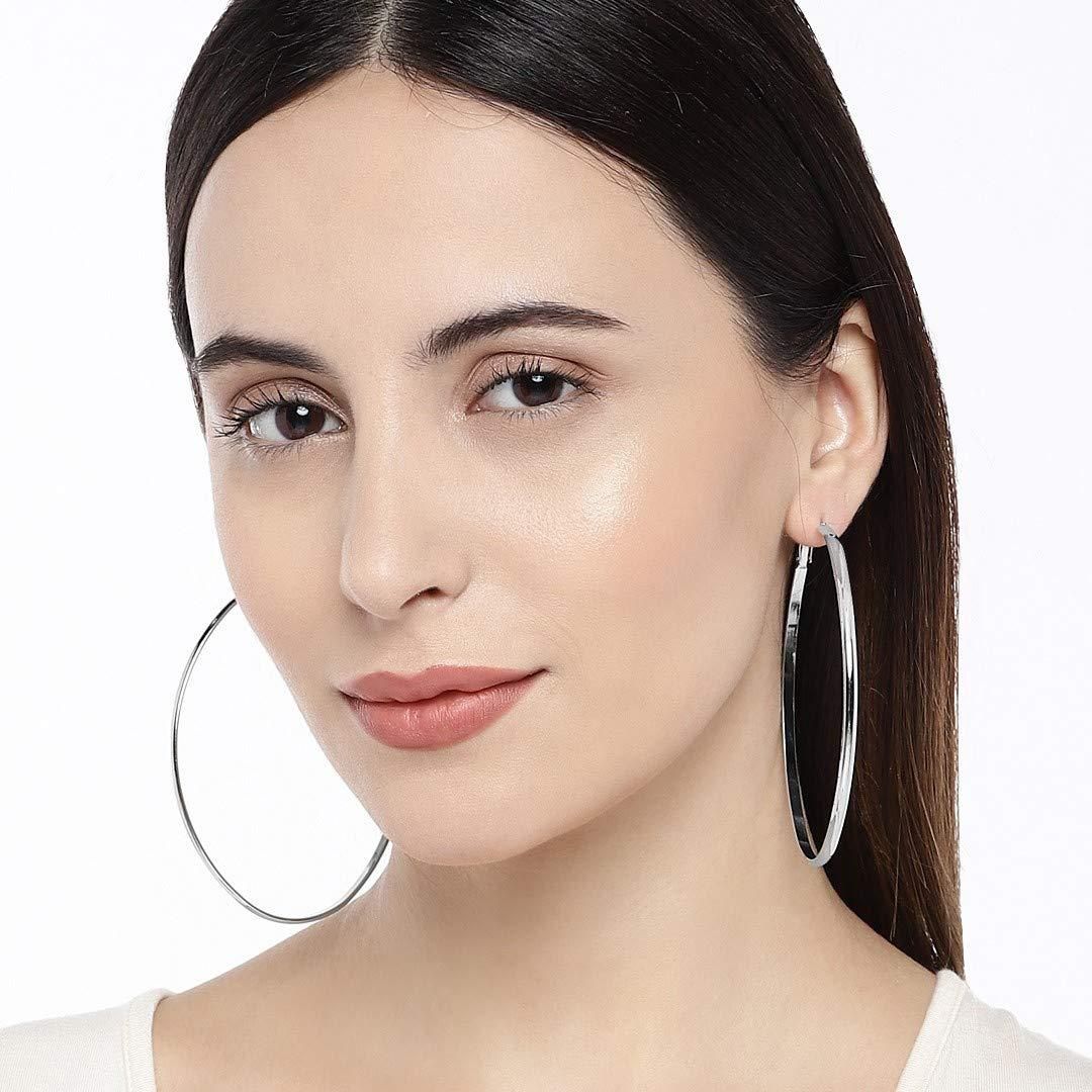 Silver-Plated Oval Hoop Earrings
