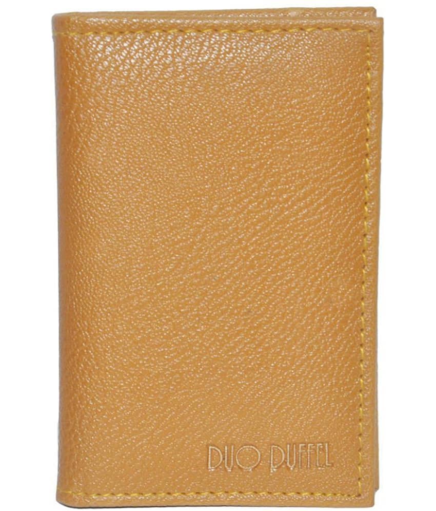 DUO DUFFEL Slim Tan Leatherette Credit Card Holder