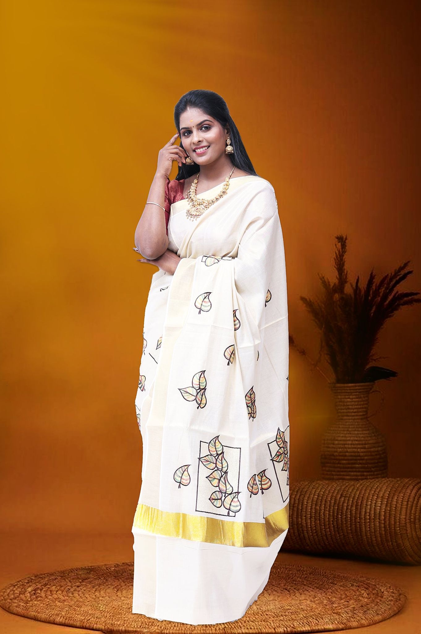 MK-2759 GOLD TISSUE SAREE 6.25 MTR