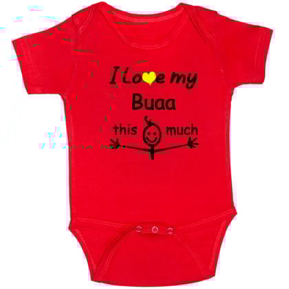 Red I Love My Bua Cotton Romper For 6 To 12 Months