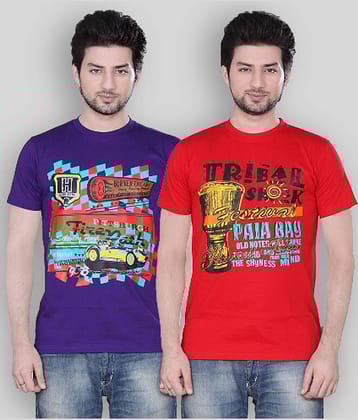 Zebu Pack of 2 Cotton Regular Fit Men's T-Shirt ( Multicolor )