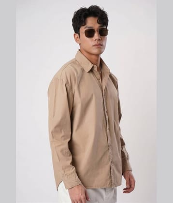 Bene Kleed 100% Cotton Oversized Fit Solids Full Sleeves Men's Casual Shirt - Beige ( Pack of 1 )