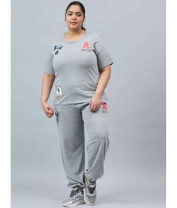 AUSTIVO Women Printed Top With Joggers Co-Ord Set ( Grey )
