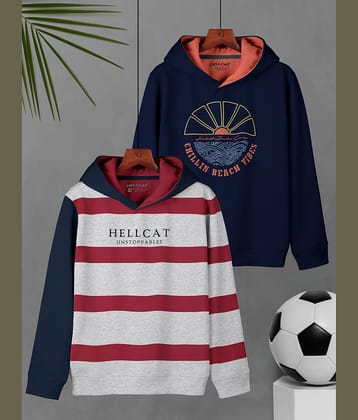 HELLCAT Pack of 2 Boys Cotton Blend Sweatshirt ( Green )