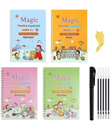 Sank Magic Practice Copybook, Number Tracing Book for Preschoolers with Pen, Magic Calligraphy Copybook Set Practical Reusable Writing Tool Simple Hand Lettering (4 Books + 5 Refill) Sank Magic Practice Copybook, Number Tracing Book for Preschoolers with Pen, Magic Calligraphy Copybook Set Practical Reusable Writing Tool Simple Hand Lettering (4 Books + 5 Refill)