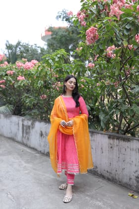 Pink Anarkali Suit Set-XL