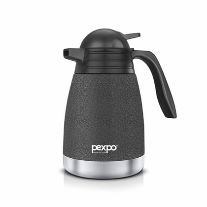 Pexpo Stainless Steel Vacuum Insulated Carafe, Tea/Coffee Pot, 600 ml, Black, Cosmo | Leak-Proof & Keeps Drinks Hot/Cold for 24 Hours