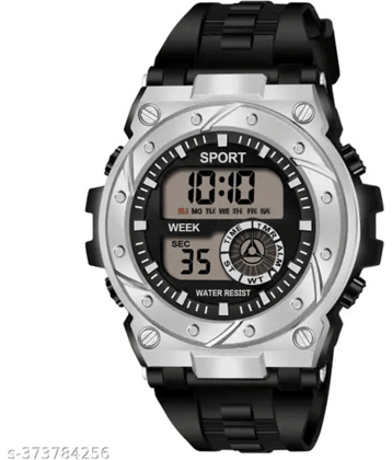 BANDSMITH Black PU Digital Men's Watch