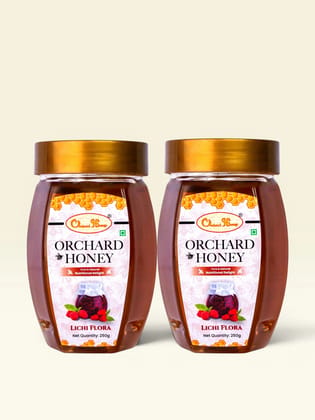 Orchard Honey Litchi Flora Honey 500gm | Pure Honey | No Additives or Preservatives | Rich in Antioxidants| Desi Honey | Wild Forest Honey for Weight loss & Digestion | Natural Shahad 250gm+250gm Pack