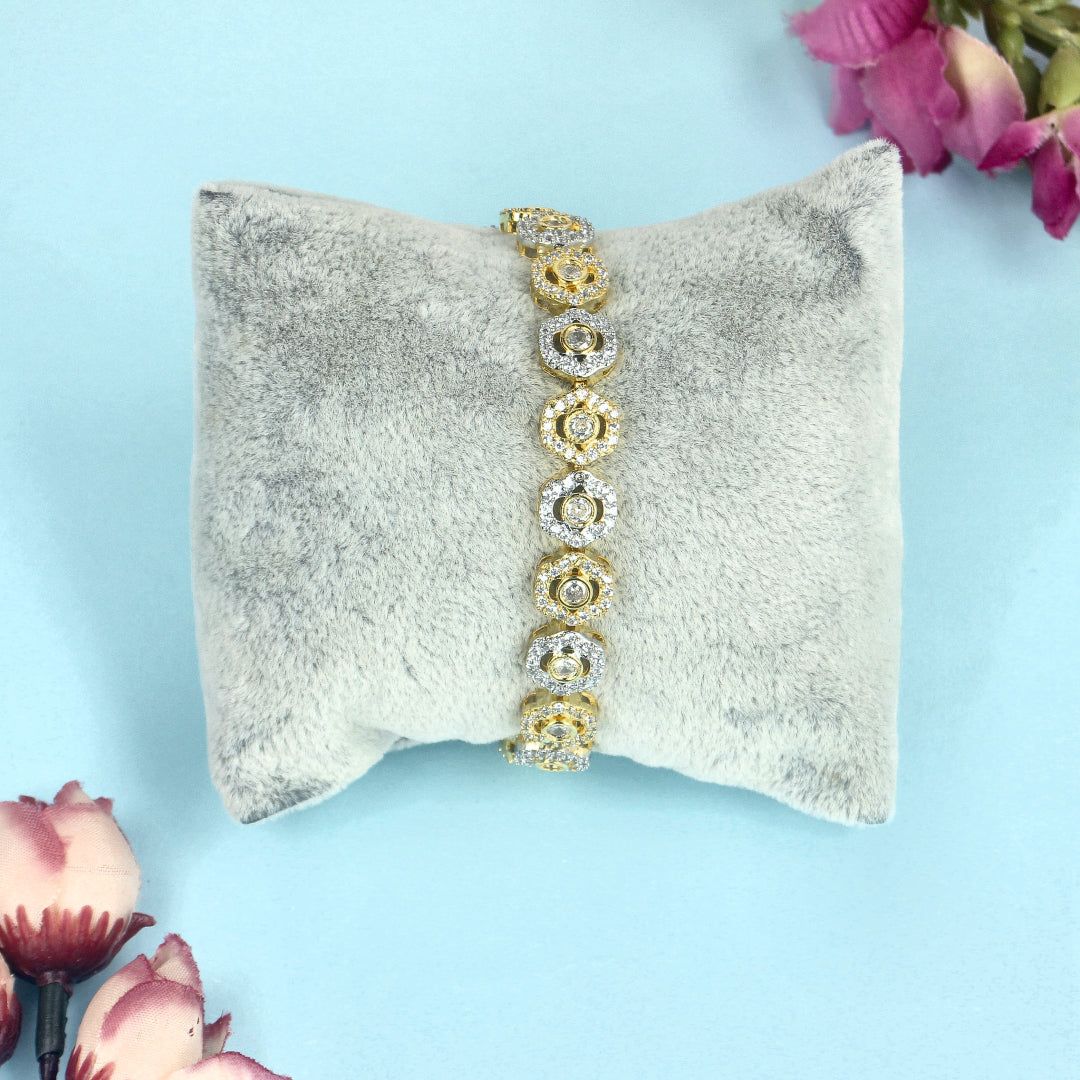 Vintage Style Two Tone Diamond Bracelet - SIA445144