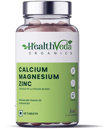 Health Veda Organics Calcium, Magnesium, & Zinc Tablets 60 no.s Minerals Tablets