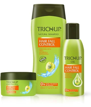 Trichup Anti - Hair Loss Treatment Kit (Hair Fall Control Oil 200 mL, Hair Fall Control Shampoo 200 mL, Hair Fall Control Cream 200 mL) Pack of 3
