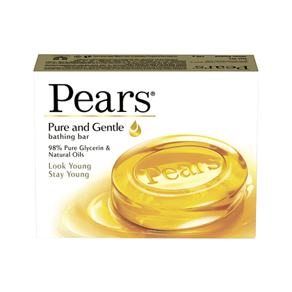 Pears Pure & Gentle Glycerin & Natural Oils Soap Bar, 98% Pure Glycerine & Natural Oils, 100 G Carton Pears Pure & Gentle Glycerin & Natural Oils Soap Bar, 98% Pure Glycerine & Natural Oils, 100 G Carton