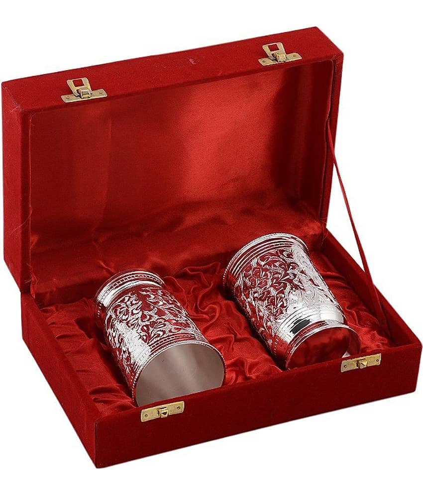 Rangsthali Fabulous Silver Plated Brass Glass Set (2 Pcs)