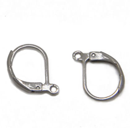 Lever Back Tarnish Resistant 304-Stainless Steel Earring Hooks 15x10mm Curved Silver Color (10 Pieces) For Jewellery Making-10 Pieces
