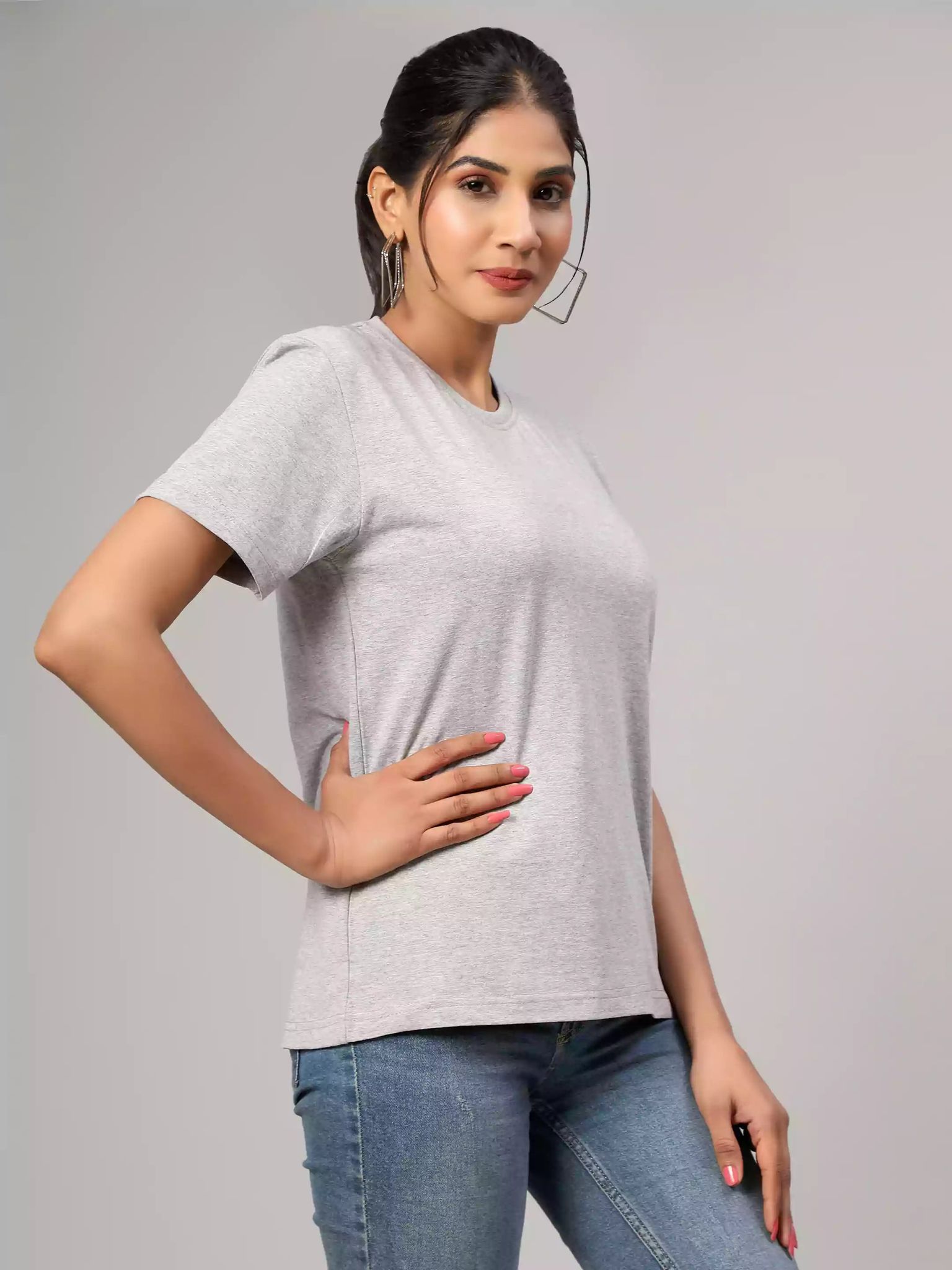 Grey Melange- Sukhiaatma Unisex Basic T-shirt-XS-36