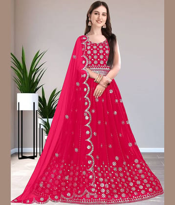 Aika Women Net Flared Semi Stitched Ethnic Gown With Dupatta ( Multicolor )