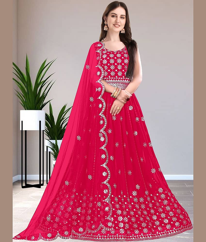 Aika Women Net Flared Semi Stitched Ethnic Gown With Dupatta ( Multicolor )
