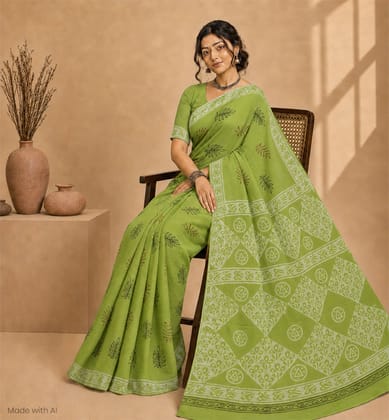 Handcrafted Batik Print Cotton Saree