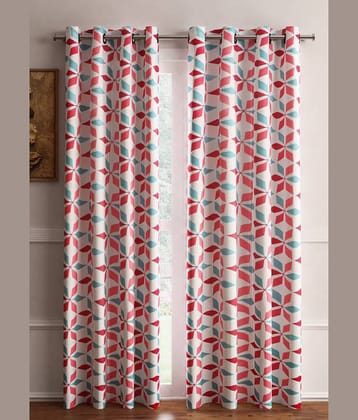 Home Candy Set of 2 Window Semi-Transparent Eyelet Polyester Pink Curtains ( 152 x 120 cm )