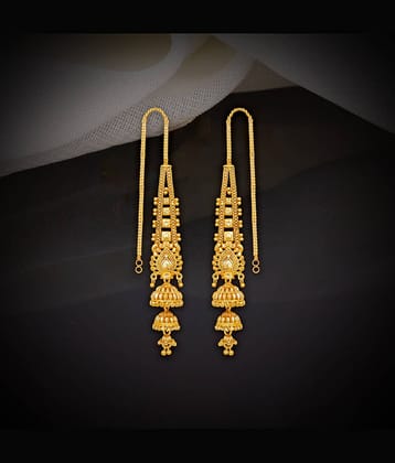 LUV FASHION Gold Chandelier Earrings ( Pack of 1 )