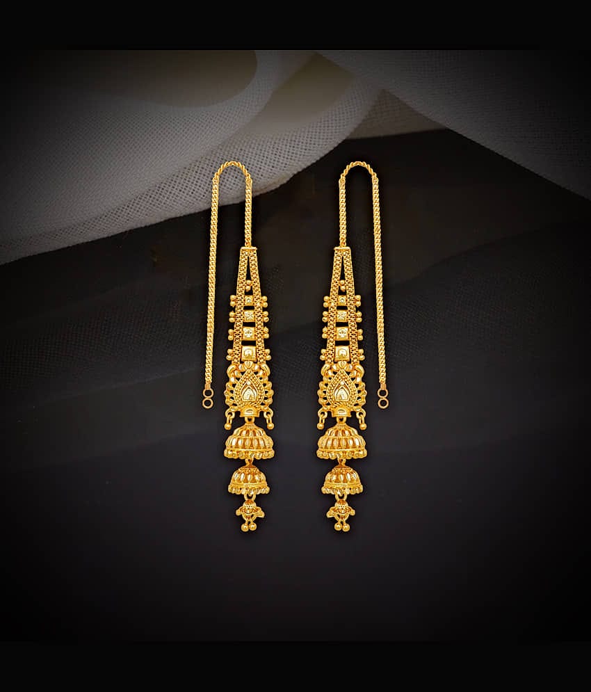 LUV FASHION Gold Chandelier Earrings ( Pack of 1 )