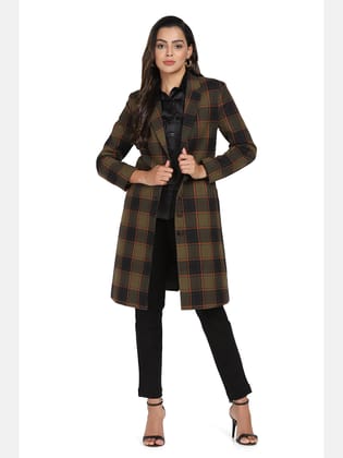Checkered Tweed Coat - Blue & Green-S