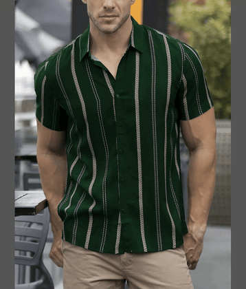BEAUE Poly Cotton Regular Fit Printed Half Sleeves Men's Casual Shirt - Dark Green ( Pack of 1 )