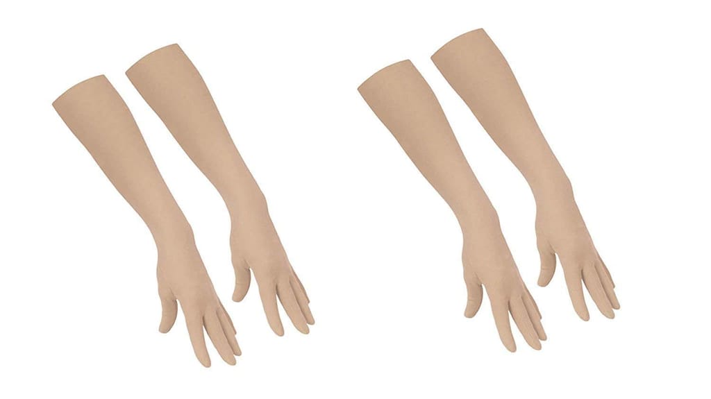 Nawani Unisex Cotton Full Hand Sun Protection Cover Gloves (Beige) - Set of 2 Pairs - Gloves | Buy online on ZillyBuy