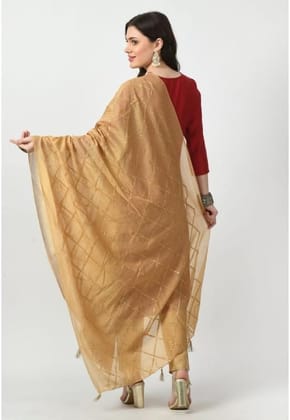 Women's Chanderi Self Degine Dupatta (Gold)-PID51267