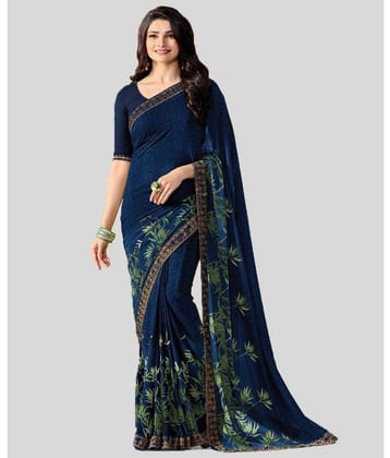 Gazal Fashions - Blue Georgette Saree With Blouse Piece (Pack of 1)