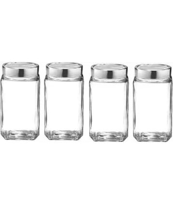 skwaion - Silver Glass Spice Container ( Set of 4 ) - 1000 ml